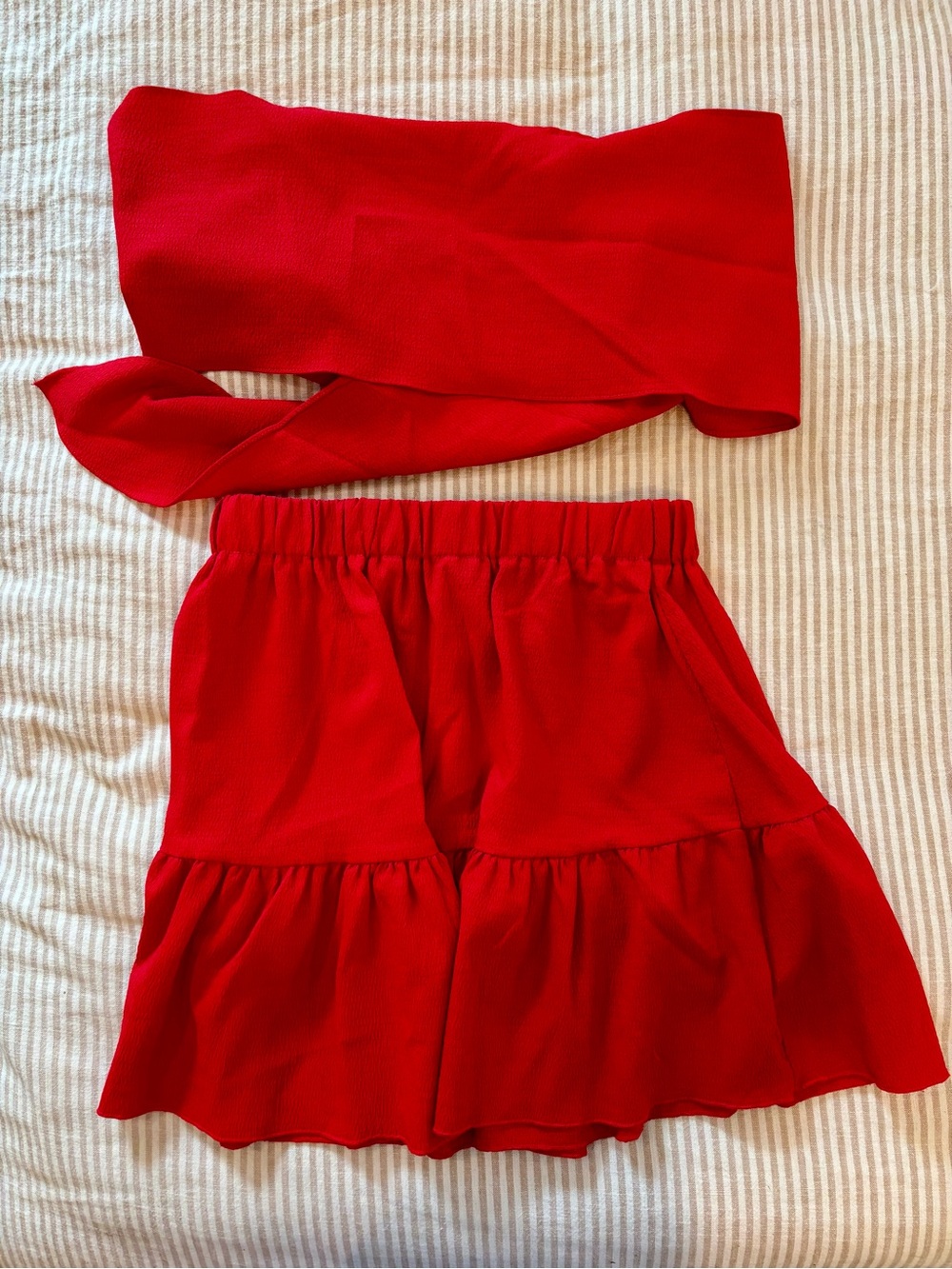 SHEIN Red Ruffle Mini Skirt Set